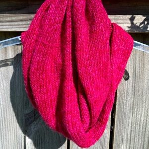 Dark Pink Knit Infinity Scarf